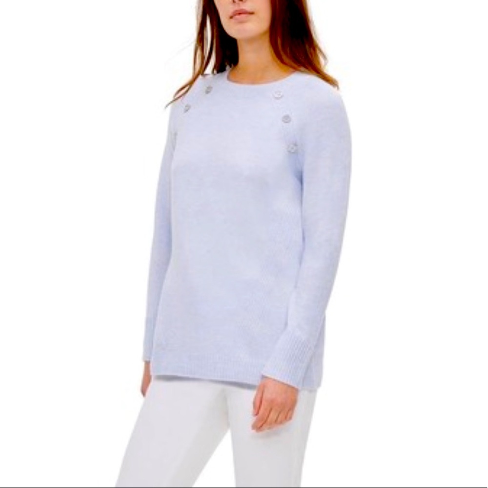 CALVIN KLEIN Crewneck Sweater with Silver Button Details